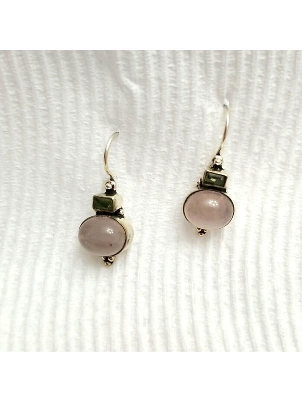 Silver hand made earrings about an inch .Not marked. - Picture 3 of 4